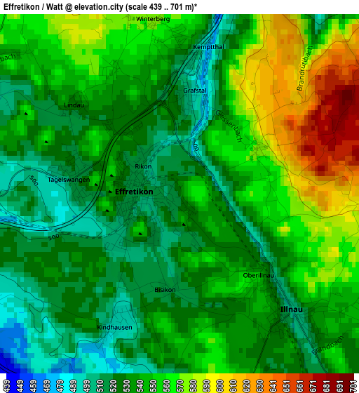 Effretikon / Watt elevation map