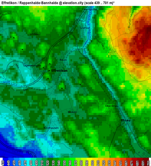 Effretikon / Rappenhalde-Bannhalde elevation map