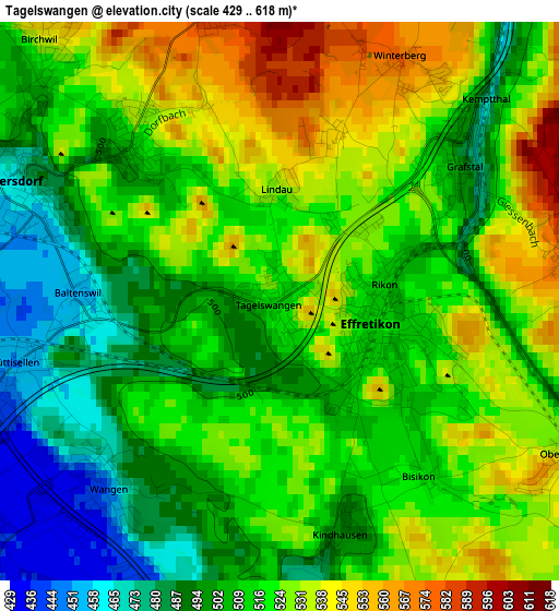 Tagelswangen elevation map