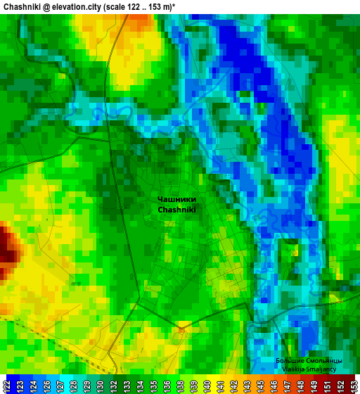 Chashniki elevation map