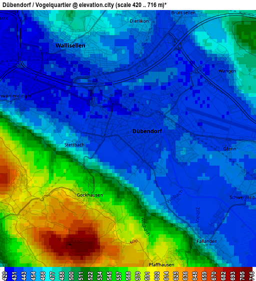 Dübendorf / Vogelquartier elevation map