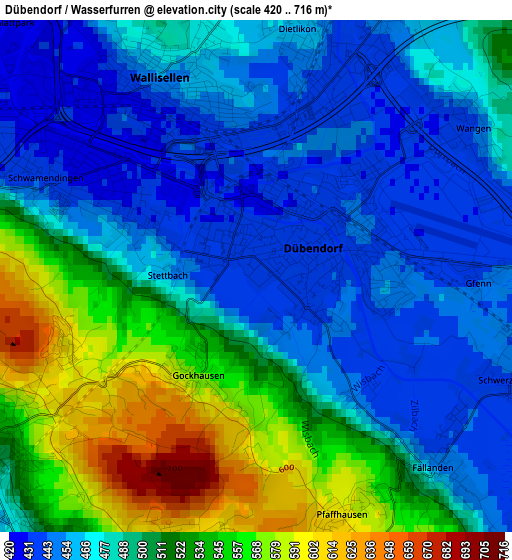 Dübendorf / Wasserfurren elevation map