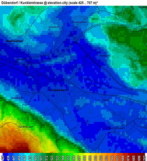 Dübendorf / Kunklerstrasse elevation map