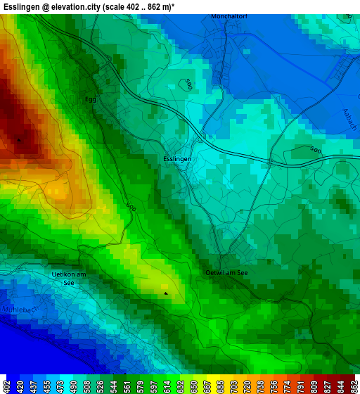 Esslingen elevation map