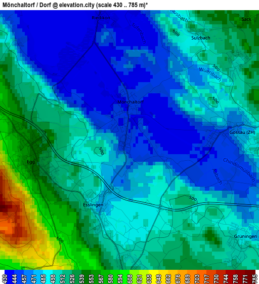 Mönchaltorf / Dorf elevation map
