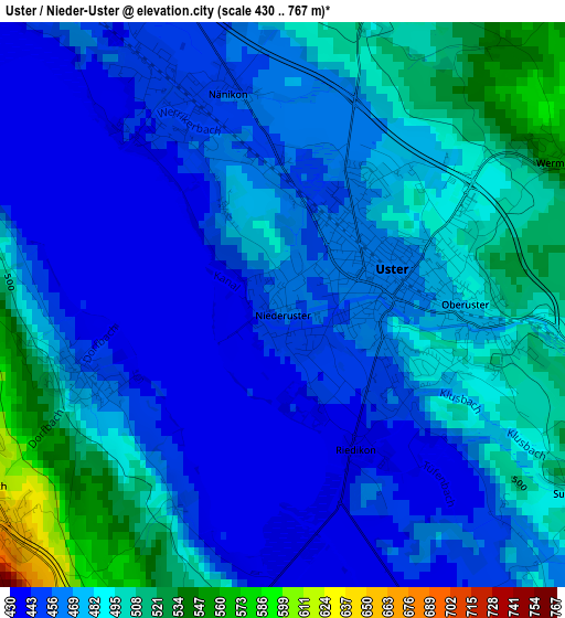 Uster / Nieder-Uster elevation map