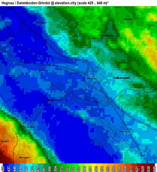 Hegnau / Dammboden-Grindel elevation map
