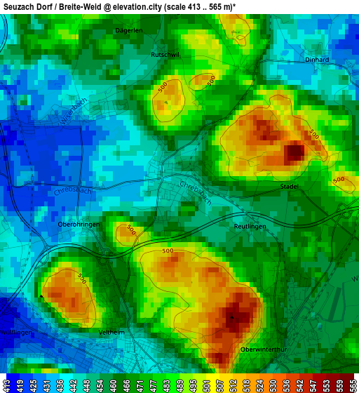 Seuzach Dorf / Breite-Weid elevation map