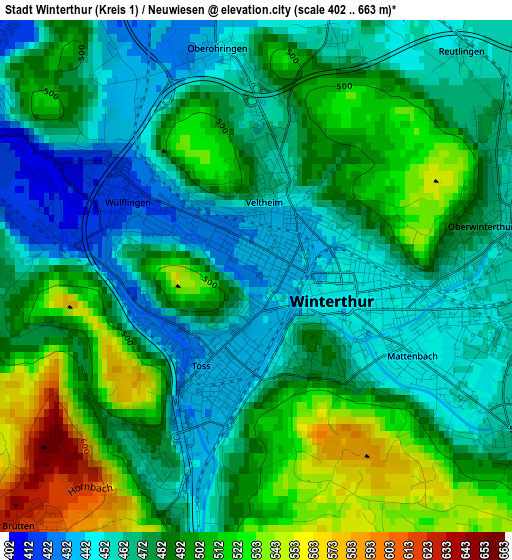 Stadt Winterthur (Kreis 1) / Neuwiesen elevation map