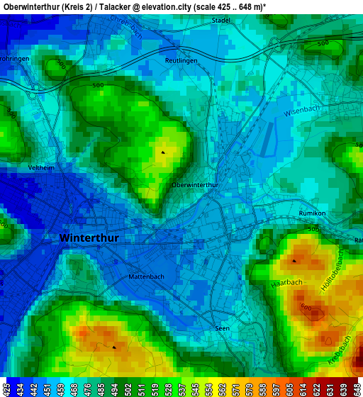 Oberwinterthur (Kreis 2) / Talacker elevation map