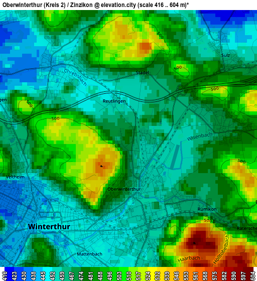 Oberwinterthur (Kreis 2) / Zinzikon elevation map