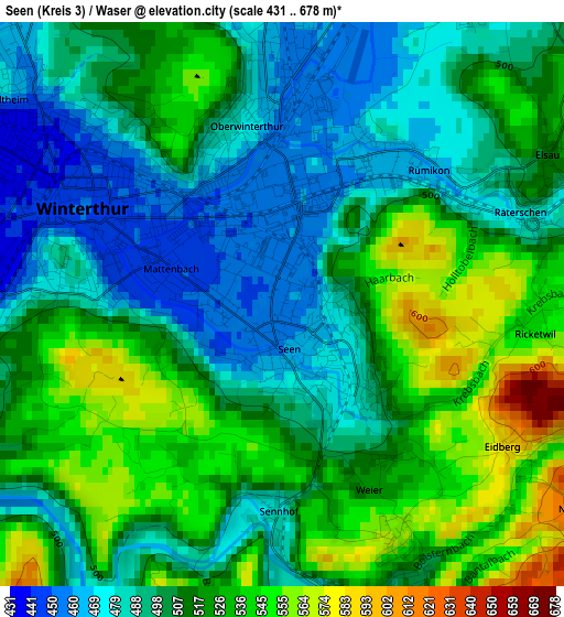 Seen (Kreis 3) / Waser elevation map