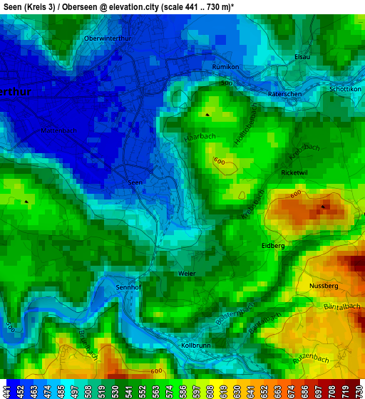 Seen (Kreis 3) / Oberseen elevation map