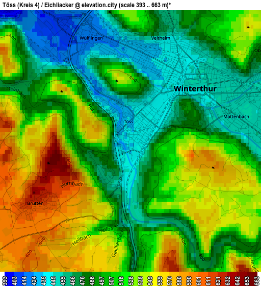 Töss (Kreis 4) / Eichliacker elevation map