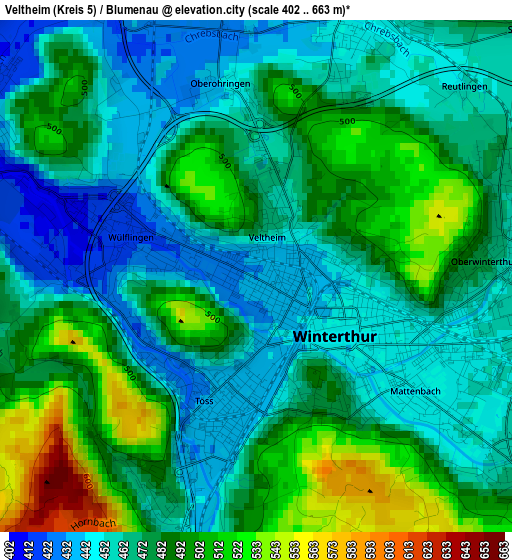 Veltheim (Kreis 5) / Blumenau elevation map