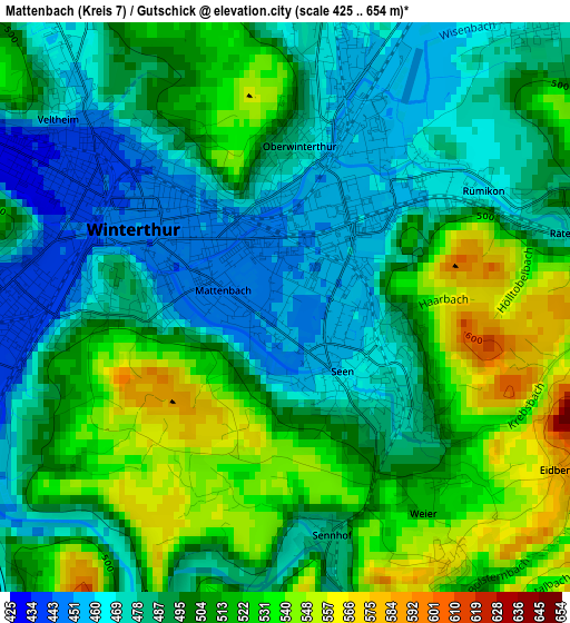 Mattenbach (Kreis 7) / Gutschick elevation map