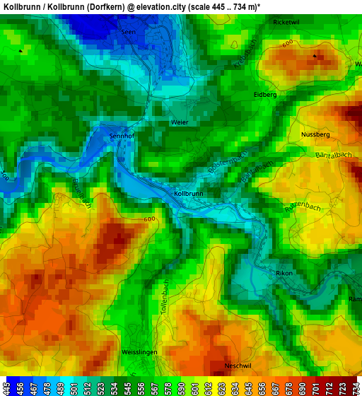 Kollbrunn / Kollbrunn (Dorfkern) elevation map