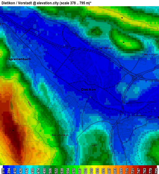Dietikon / Vorstadt elevation map