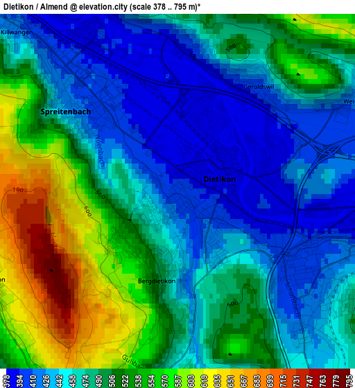 Dietikon / Almend elevation map