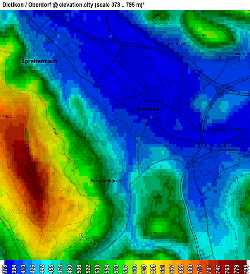 Dietikon / Oberdorf elevation map