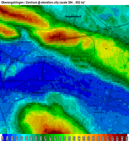 Oberengstringen / Zentrum elevation map