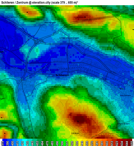 Schlieren / Zentrum elevation map