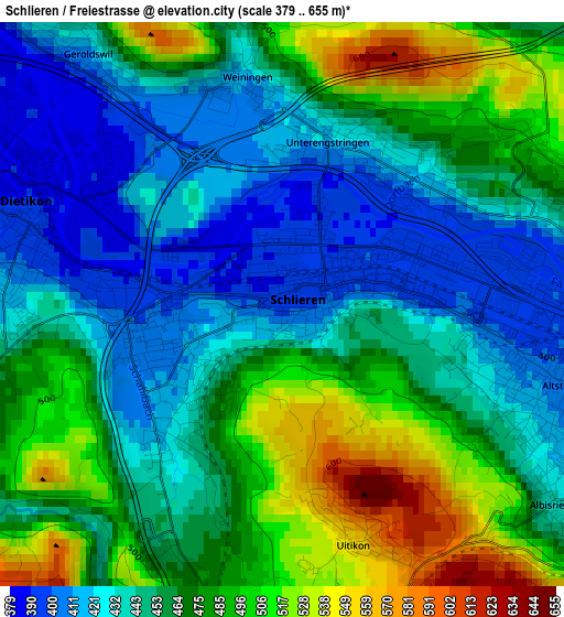 Schlieren / Freiestrasse elevation map