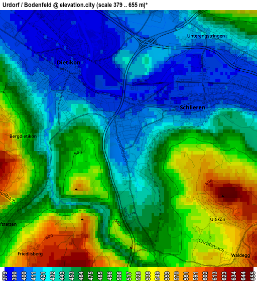 Urdorf / Bodenfeld elevation map