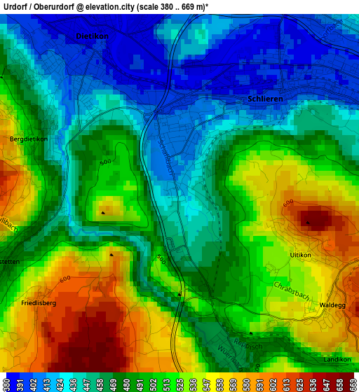 Urdorf / Oberurdorf elevation map
