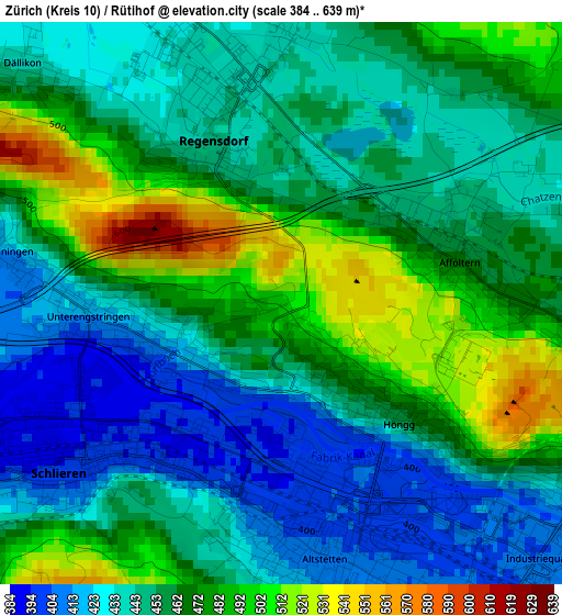 Zürich (Kreis 10) / Rütihof elevation map