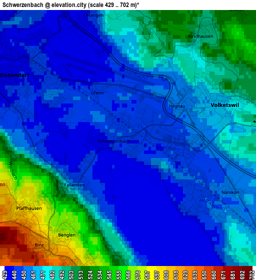 Schwerzenbach elevation map