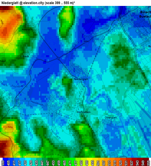 Niederglatt elevation map