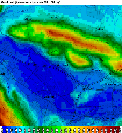 Geroldswil elevation map