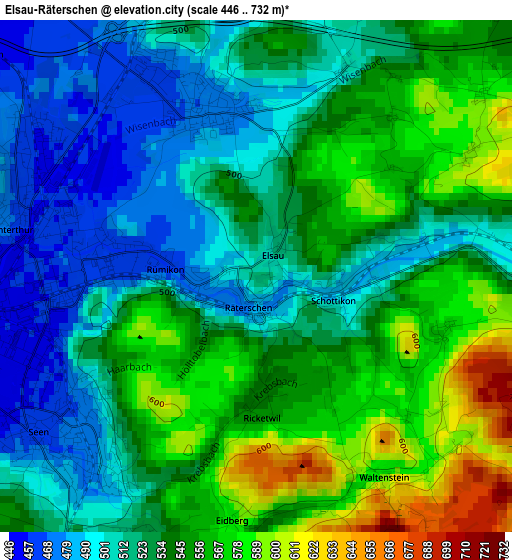 Elsau-Räterschen elevation map