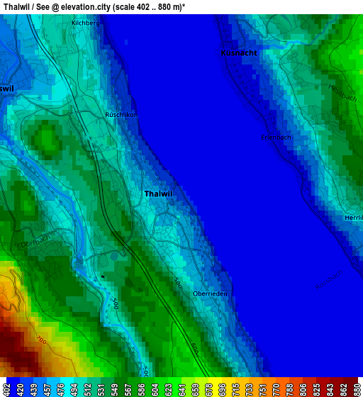 Thalwil / See elevation map