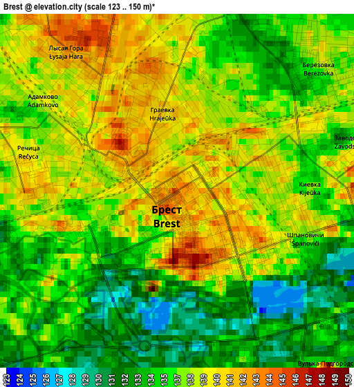 Brest elevation map