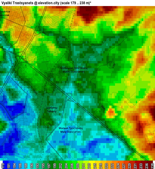 Vyaliki Trastsyanets elevation map