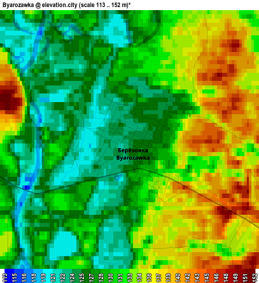 Byarozawka elevation map