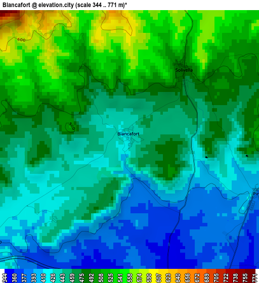 Blancafort elevation map