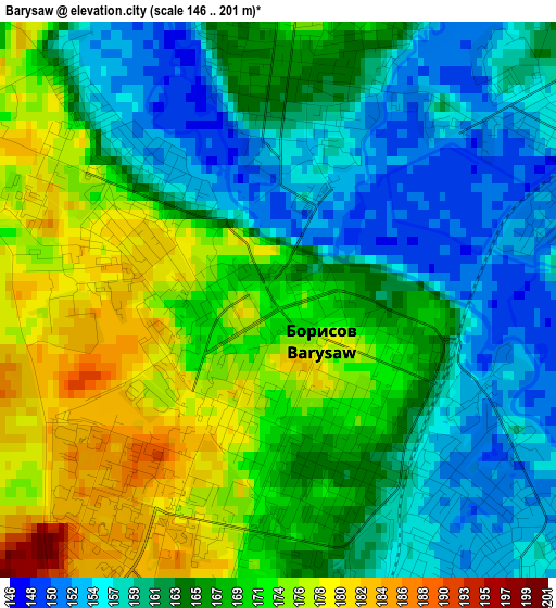 Barysaw elevation map