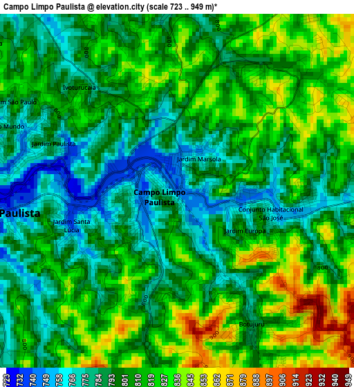 Campo Limpo Paulista elevation map