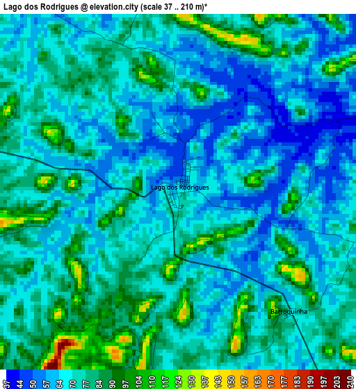 Lago dos Rodrigues elevation map