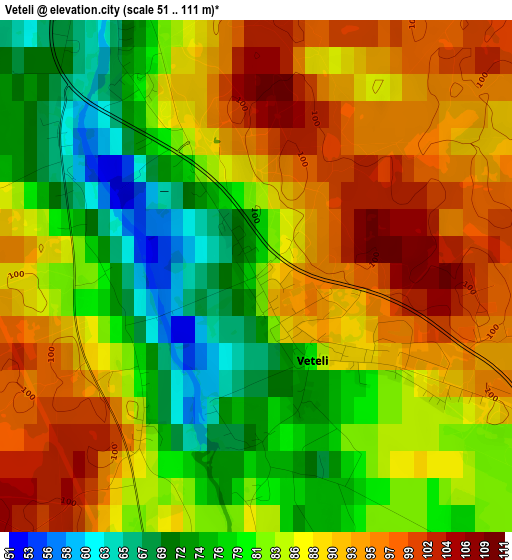 Veteli elevation map