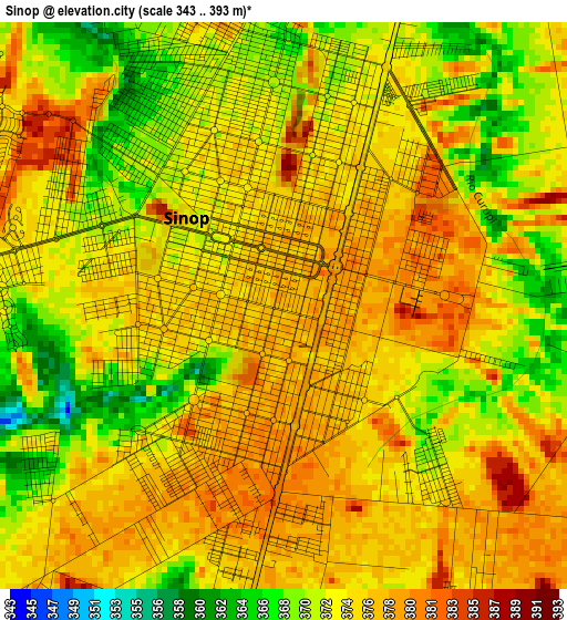 Sinop elevation map