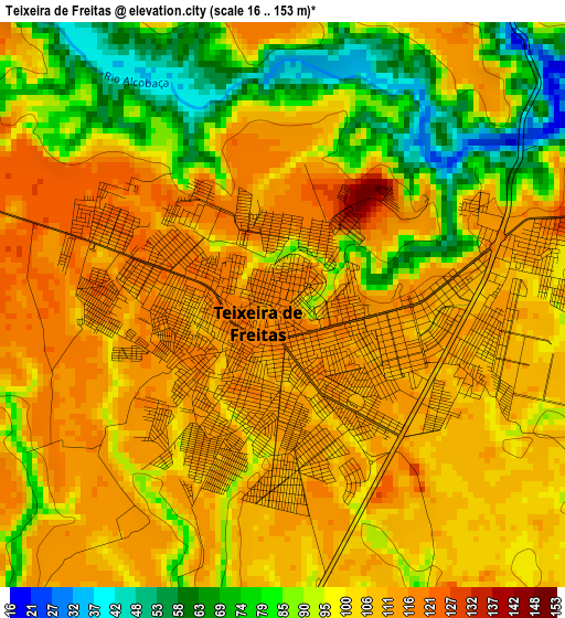 Teixeira de Freitas elevation map