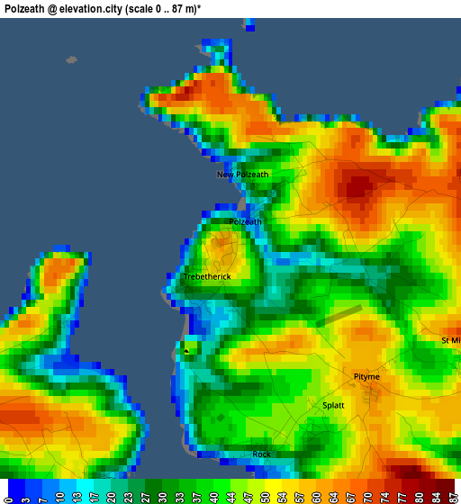 Polzeath elevation map