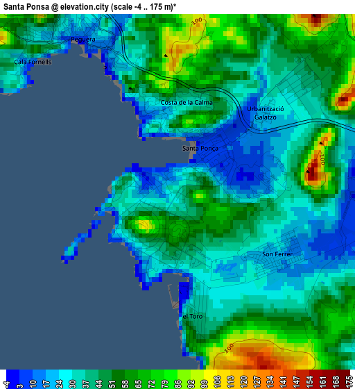 Santa Ponsa elevation map