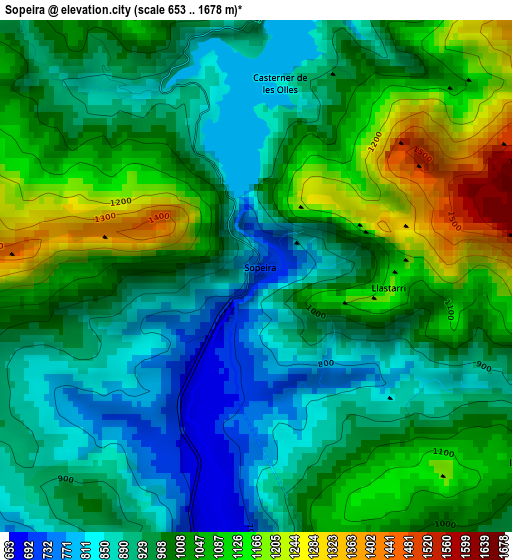 Sopeira elevation map