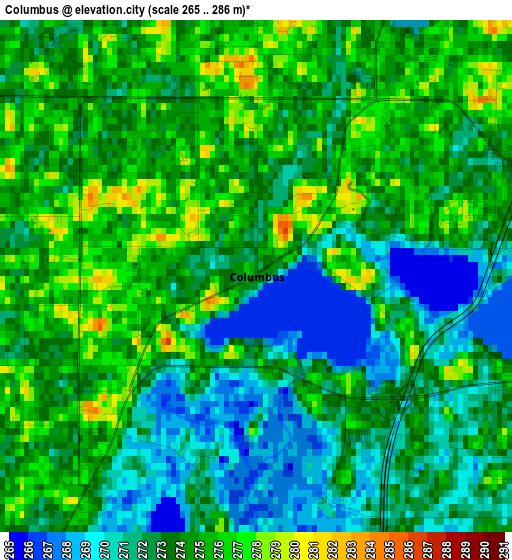 Columbus elevation map