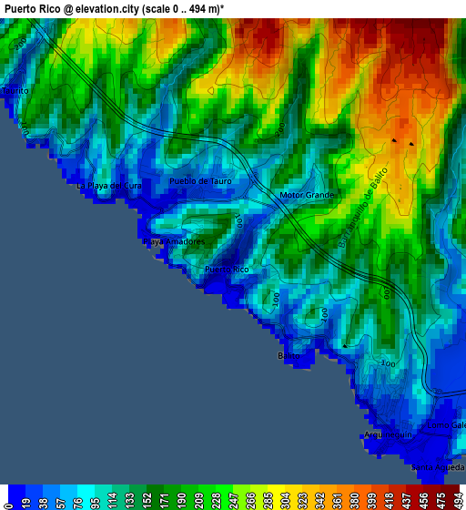 Puerto Rico elevation map